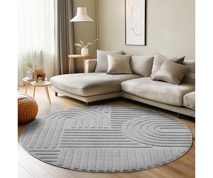 Carpettex Tapis Rond 120 cm Gris Poils Longs Shaggy Boho Dos