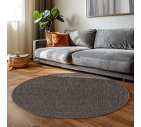 Carpettex Tapis à Poil Court en Tissu Plat, Tapis à Boucle mélangée, Facile à Entretenir, adapté pour Le Salon et la Chambre à Coucher, Couleur: Marron, Taille: 120 cm Rond