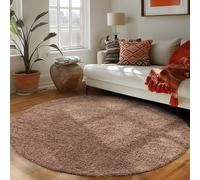 Carpettex Moderne Tapis Salon Tapis Chambre Adulte Moka 120 cm Rond - Tapis Poil Long Shaggy Salle de Séjour Concevoir Unicolore Tapis Doux et Moelleux - Tapis Cuisine Moquette Salon