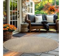 Tapis d'extérieur rond en design uni résistant aux intempéries pour terrasse balcon couleur: beige taille: 160 cm de diamètre
