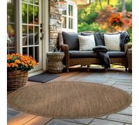 Tapis d'extérieur rond en design uni résistant aux intempéries pour terrasse balcon couleur: marron taille: 200 cm de diamètre