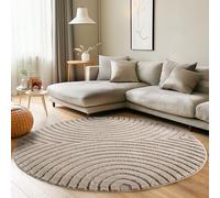 Carpettex Tapis Rond 80 cm Beige à Poils Longs Design Scandi Boho Effet Relief Shaggy Doux Moelleux Robuste Facile à Nettoyer Moderne pour Table d'Appoint