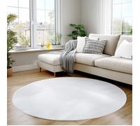Carpettex Tapis Rond Blanc 120 cm Lavable Tapis à Poils Courts, Rond, Doucement Antidérapant et Design Moderne Monochrome pour Chambre, Salon, Cuisine et Chambre d'enfant