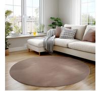 Carpettex Tapis Rond Brun 200 cm Lavable Tapis à Poils Courts Rond Doucement Antidérapant pour Chambre Salon