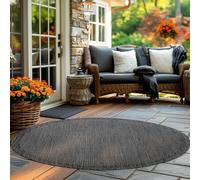 Tapis d'extérieur rond en design uni résistant aux intempéries pour terrasse balcon couleur: noir taille: 200 cm de diamètre