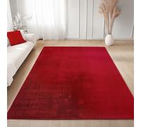 Carpettex Tapis Rouge 120x160 cm Lavable Tapis à Poils Courts, Doucement Antidérapant et Design Moderne Monochrome pour Chambre, Salon, Cuisine et Chambre d'enfant