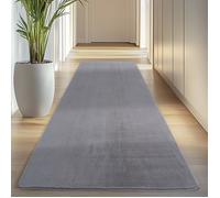 Carpettex Tapis Runner Argent 80x250 cm Lavable Tapis à Poils Courts, Antidérapant et Doux, pour Chambre, Cuisine et Couloir