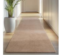 Carpettex Tapis Runner Beige 80x250 cm Lavable Tapis à Poils Courts, Antidérapant et Doux, pour Chambre, Cuisine et Couloir