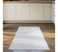 Carpettex Tapis Runner Blanc 80x150 cm Lavable Tapis à Poils Courts, Antidérapant et Doux, Design Monochrome Moderne pour Chambre, Cuisine et Couloir