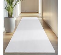 Carpettex Tapis Runner Blanc 80x250 cm Lavable Tapis à Poils Courts, Antidérapant et Doux, pour Chambre, Cuisine et Couloir