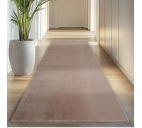 Carpettex Tapis Runner Brun 80x250 cm Lavable Tapis à Poils Courts, Antidérapant et Doux, pour Chambre, Cuisine et Couloir