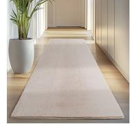 Carpettex Tapis Runner Crème 80x250 cm Lavable Tapis à Poils Courts, Antidérapant et Doux, Design Monochrome Moderne pour Chambre, Cuisine et Couloir