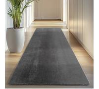 Carpettex Tapis Runner Gris 80x250 cm Lavable Tapis à Poils Courts, Antidérapant et Doux, pour Chambre, Cuisine et Couloir