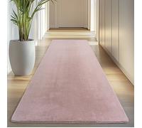Carpettex Tapis Runner Rose 80x250 cm Lavable Tapis à Poils Courts, Antidérapant et Doux, pour Chambre, Cuisine et Couloir
