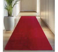 Carpettex Tapis Runner Rouge 80x250 cm Lavable Tapis à Poils Courts, Antidérapant et Doux, pour Chambre, Cuisine et Couloir