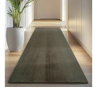 Carpettex Tapis Runner Vert 80x250 cm Lavable Tapis à Poils Courts, Antidérapant et Doux, Design Monochrome Moderne pour Chambre, Cuisine et Couloir