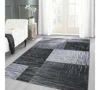 Carpettex Tapis Salon, Chambre Noir-1 200x300 (200 x 290 cm) - Tapis à Poils Courts, a Poil Ras, Conception Abstraite à Carreaux Doux et Moelleux - Tapis Cuisine Moquette Salle de Sejour