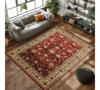 Carpettex Tapis Salon, Chambre Rouge-2 240 x 340 cm - Tapis à Poils Courts, Tapis de Style Oriental, Conception Orientale, Doux et Moelleux, Ornament - Tapis Cuisine Moquette Salle de Sejour