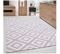Carpettex Teppich Tapis de salon, à poils courts, 160 x 230 cm, rose, moderne, design géométrique, moelleux, extra doux, lavable, pour cuisine, salle à manger, chambre d'enfant, salon