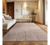 Carpettex Tapis scandinave, Design Boho, Beige uni 200x290 cm, Tapis décoratif Facile d'entretien & Doux, Tapis Lavable Effet 3D, Grand Tapis pour Salon & Chambre à Coucher