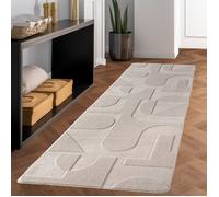 Carpettex Tapis scandinave, Design Boho, Crème unie 80x150 cm, Lavable avec effet 3D pour salon & chambre à coucher