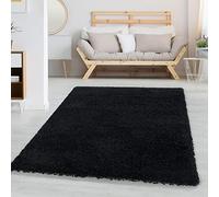 Carpettex Tapis Shaggy 100x200 cm Noir Poils Longs Uni Moelleux Doux