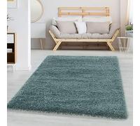 Carpettex Tapis Shaggy 140x200 cm Bleu Poils Longs Uni Moelleux Doux