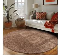 CARPETTEX Tapis Shaggy Mylan Rond 120 cm Mocca 100% Polypropylène