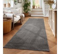 Carpettex Teppich Tapis à Poil Court uni pour Le Salon, Super Doux, Disponible en différentes Couleurs et Tailles., Couleur: Gris, Taille: 80 x 150 cm