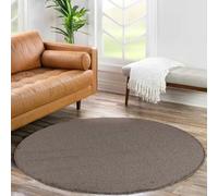 Carpettex Teppich Tapis à Poil Court uni pour Le Salon, Super Doux, Disponible en différentes Couleurs et Tailles., Couleur: Moka, Taille: 120 cm Rond