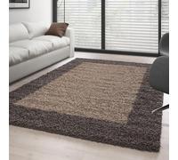 Carpettex Teppich Tapis à Poil Long Shaggy pour Le Salon, Tapis à Motifs avec Un Design en Bordure., Couleur: Taupe, Taille: 300 x 400 cm