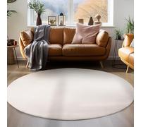 Carpettex Teppich Tapis antidérapant, lavable en machine - 160 cm - Rond - Crème - Moderne et moelleux - À poils courts - Pour chambre à coucher, cuisine, couloir, salle à manger, chambre d'enfant