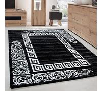 Carpettex Teppich Tapis de salon à poils courts - 140 x 200 cm - Moderne - Noir - Tapis pour chambre à coucher - Très doux et moelleux - Lavable - Pour cuisine, salle à manger, chambre d'enfant, salon
