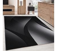 Carpettex Teppich Tapis de salon, à poils courts, 140 x 200 cm, noir, moderne, design ombré, moelleux, extra doux, lavable, pour cuisine, salle à manger, chambre d'enfant, salon