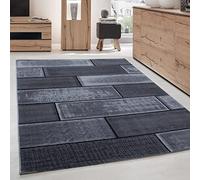 Carpettex Teppich Tapis de salon, à poils courts, 140 x 200 cm, noir, moderne, design pierre, moelleux, extra doux, lavable, pour cuisine, salle à manger, chambre d'enfant, salon