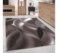 Carpettex Teppich Tapis de salon, à poils courts, 160 x 230 cm, marron, moderne, design abstrait, vagues, moelleux, doux, lavable