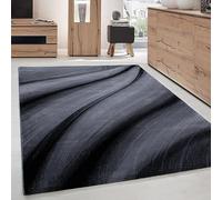 Carpettex Teppich Tapis de salon, à poils courts, 160 x 230 cm, moderne, abstrait, design de vagues, noir, extra doux, moelleux, lavable, pour cuisine, salle à manger, chambre d'enfant, salon
