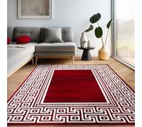 Carpettex Teppich Tapis de salon à poils courts - 160 x 230 cm - Moderne - Motif marocain - Rouge - Doux et moelleux - Lavable - Pour salle à manger, chambre d'enfant, couloir - Tapis de salon