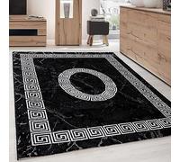 Carpettex Teppich Tapis de salon à poils courts - 160 x 230 cm - Noir - Moderne - Design méandre - Moelleux - Extra doux - Lavable - Pour cuisine, salle à manger, chambre d'enfant, salon