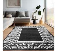 Carpettex Teppich Tapis de salon, à poils courts, 200 x 290 cm, design moderne, noir, extra doux, moelleux, lavable, pour cuisine, salle à manger, chambre d'enfant, salon