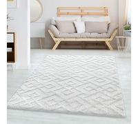 Carpettex Teppich Tapis de Salon Design géométrique Effet Doux en Relief Optique 3D Style scandinave, Couleur: Crème-2, Taille: 160 x 230 cm