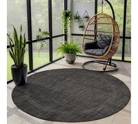Carpettex Teppich Tapis d'extérieur uni résistant aux intempéries, idéal pour Les terrasses, Les balcons, Les Jardins et Les Cuisines, Couleur: Noir, Taille: 200 cm Rond