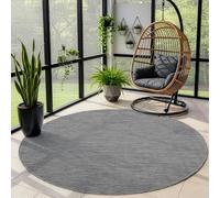 Carpettex Teppich Tapis d'extérieur uni résistant aux intempéries, idéal pour Les terrasses, Les balcons, Les Jardins et Les Cuisines, Couleur: Gris, Taille: 200 cm Rond