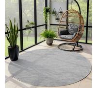 Carpettex Teppich Tapis d'extérieur uni résistant aux intempéries, idéal pour Les terrasses, Les balcons, Les Jardins et Les Cuisines, Couleur: Argent, Taille: 160 cm Rond