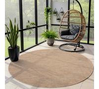 Carpettex Teppich Tapis d'extérieur uni résistant aux intempéries, idéal pour Les terrasses, Les balcons, Les Jardins et Les Cuisines, Couleur: Beige, Taille: 160 cm Rond