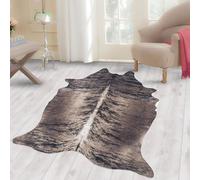 Carpettex Teppich Tapis en Fausse Fourrure Imitation Peau de Vache, Motif de Vache imprimé en numérique, Lavable en Machine et antidérapant., Couleur: Marron, Taille: 150 x 200 cm