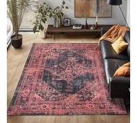 Carpettex Teppich Tapis Lavable en Tissu Plat Robuste au Design Moderne, Aspect Vintage, antidérapant pour Le Salon, Couleur: Rouge, Taille: 120 x 170 cm