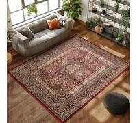Carpettex Teppich Tapis oriental classique avec aspect optique, tapis tressé avec motifs orientaux pour le salon, couleur rouge, taille : 80 x 150 cm