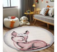 Carpettex Teppich Tapis pour Enfants avec Design de Petits Cerfs pour la Chambre d'enfant. Ce Tapis est Doux et adapté à Votre bébé, Couleur: Rose, Taille: 160 cm Rond