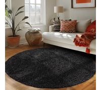 Carpettex Teppich Tapis Rond pour Le Salon, Design uni à Poil Long, Moderne et Moelleux, Couleur: Anthracite, Taille: 200 cm Rond